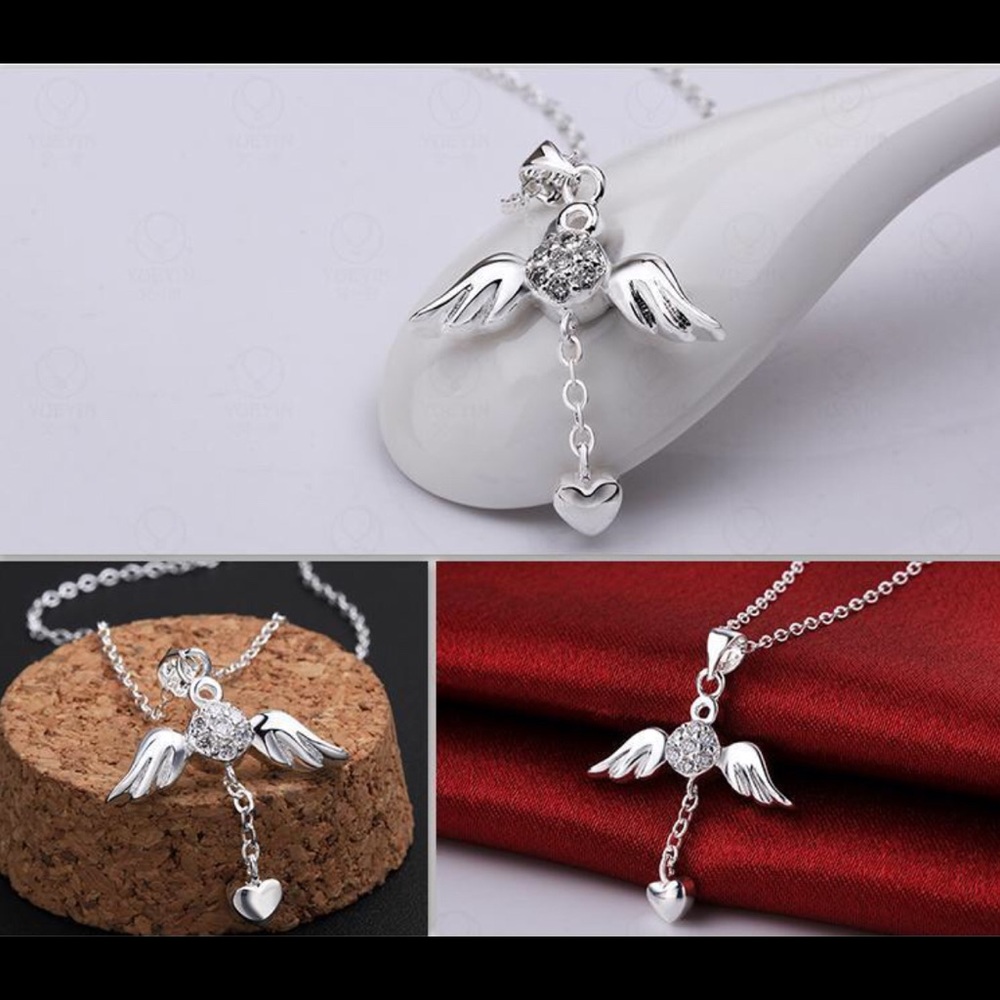 Last 1 AngelWings Necklace 18”Sterling SilverChain - Picture 5 of 6